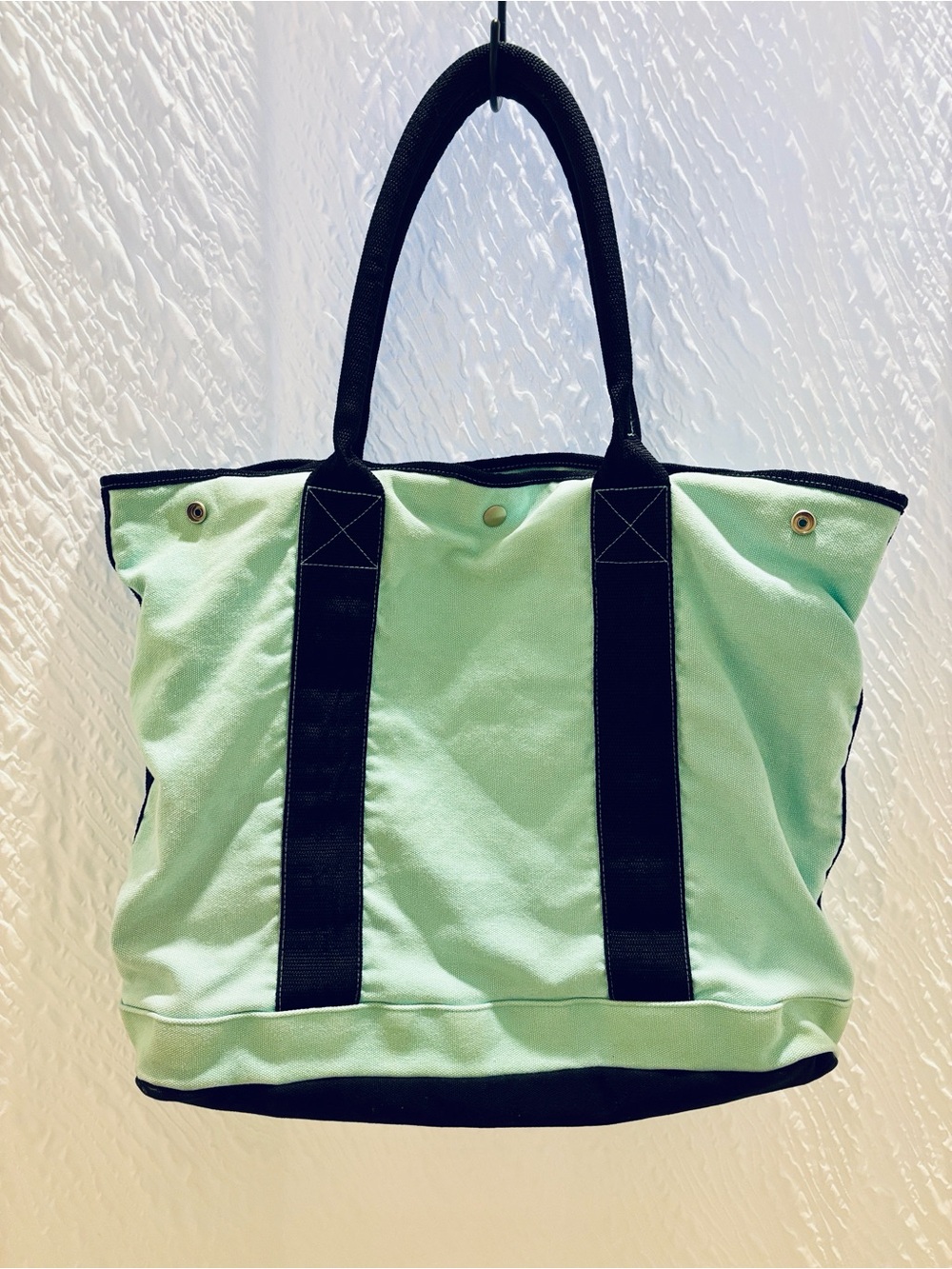 Joe fresh Mint Canvas Tote Bag with Navy Straps